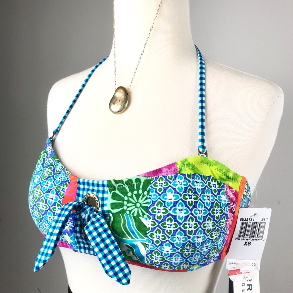 New Sperry Patchwork Bandeau Bikini Halter Top XS